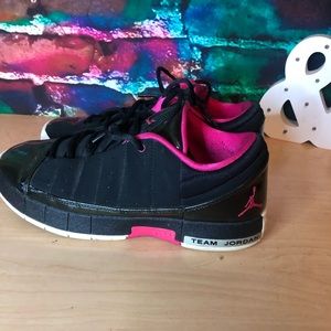 Jordan’s pink and black sneakers